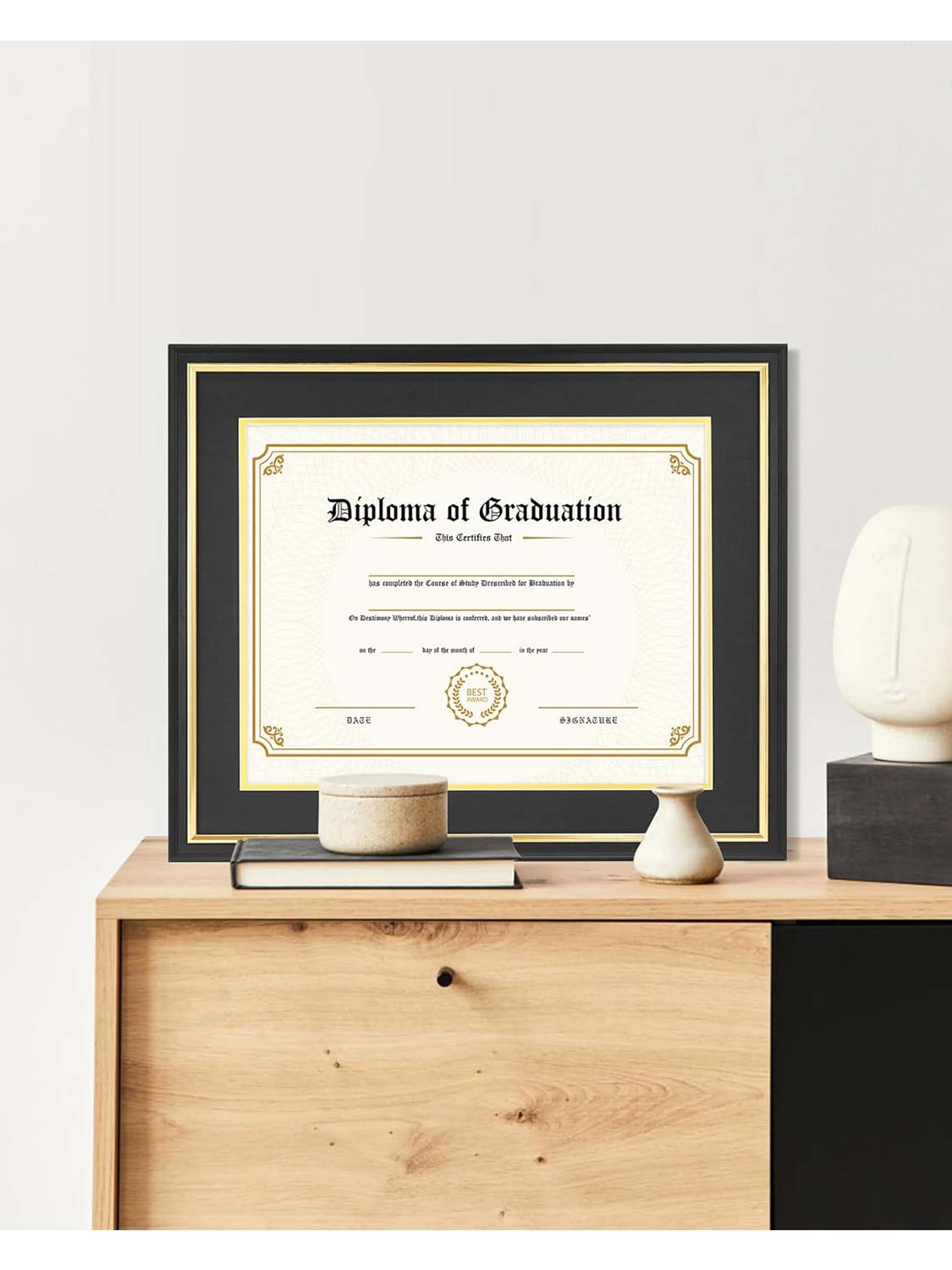 Black Regal Certificate Diploma Frames - Various Mat Colors Available