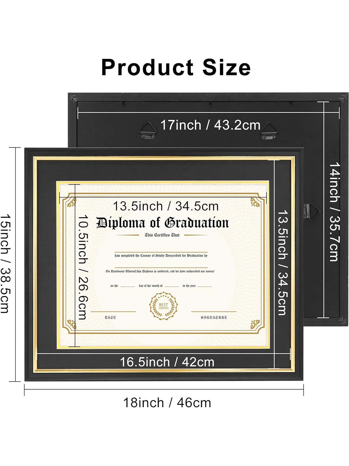 Black Regal Certificate Diploma Frames - Various Mat Colors Available