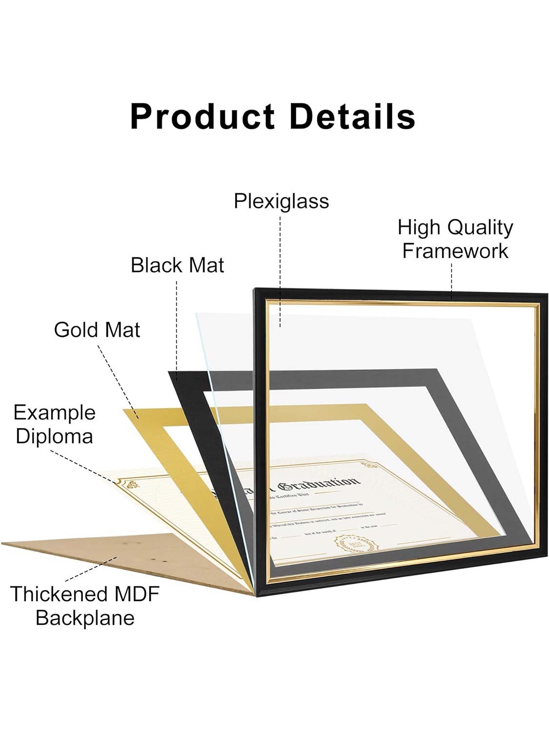Black Regal Certificate Diploma Frames - Various Mat Colors Available
