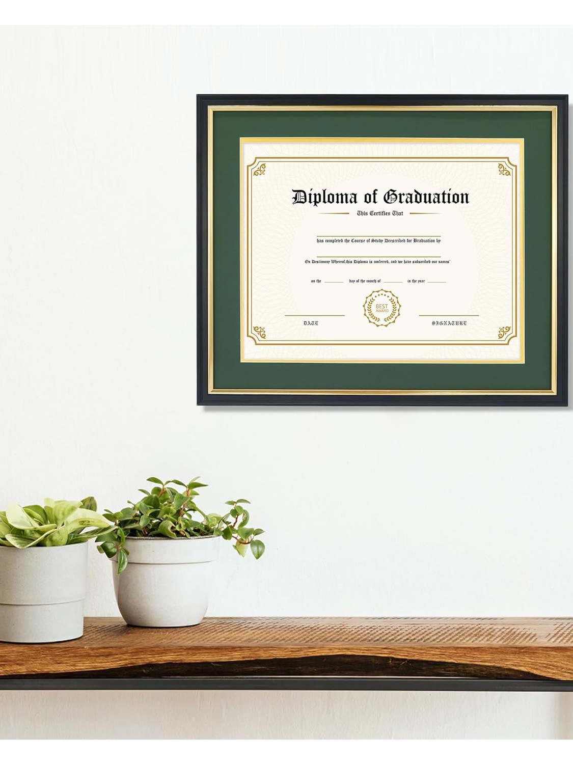 Black Regal Certificate Diploma Frames - Various Mat Colors Available