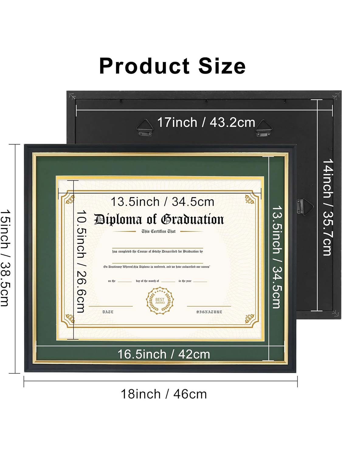 Black Regal Certificate Diploma Frames - Various Mat Colors Available
