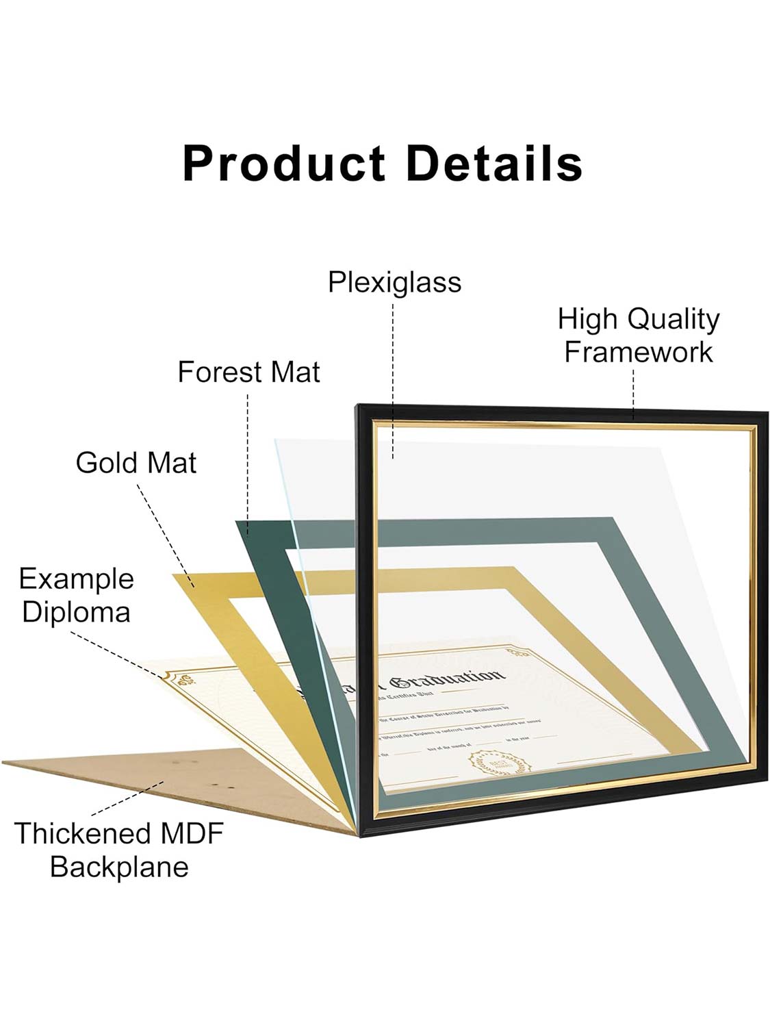 Black Regal Certificate Diploma Frames - Various Mat Colors Available