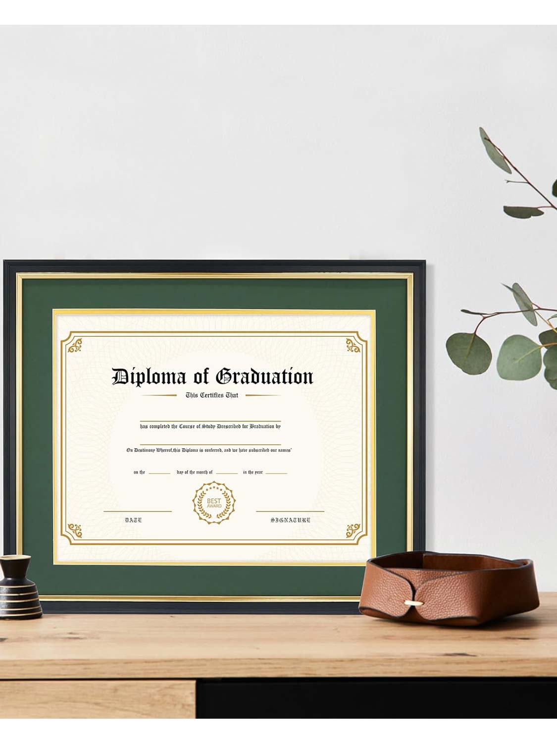 Black Regal Certificate Diploma Frames - Various Mat Colors Available