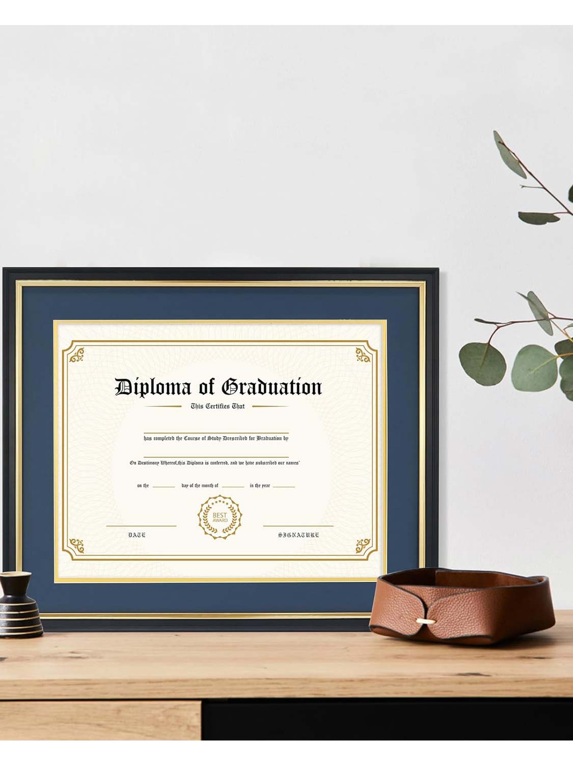 Black Regal Certificate Diploma Frames - Various Mat Colors Available