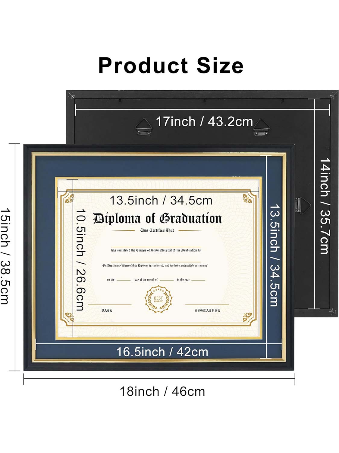 Black Regal Certificate Diploma Frames - Various Mat Colors Available