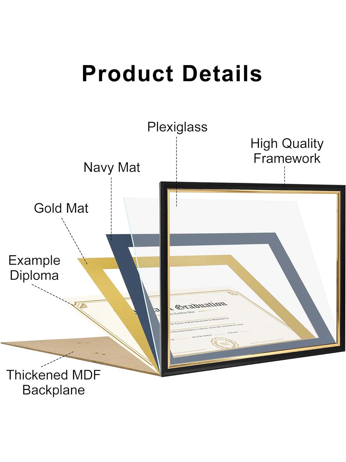 Black Regal Certificate Diploma Frames - Various Mat Colors Available