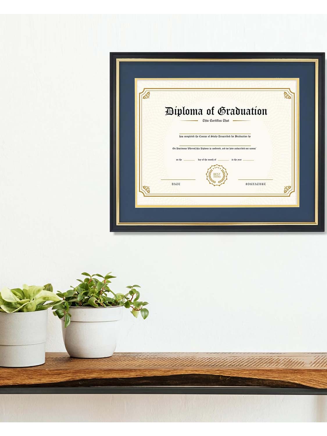 Black Regal Certificate Diploma Frames - Various Mat Colors Available