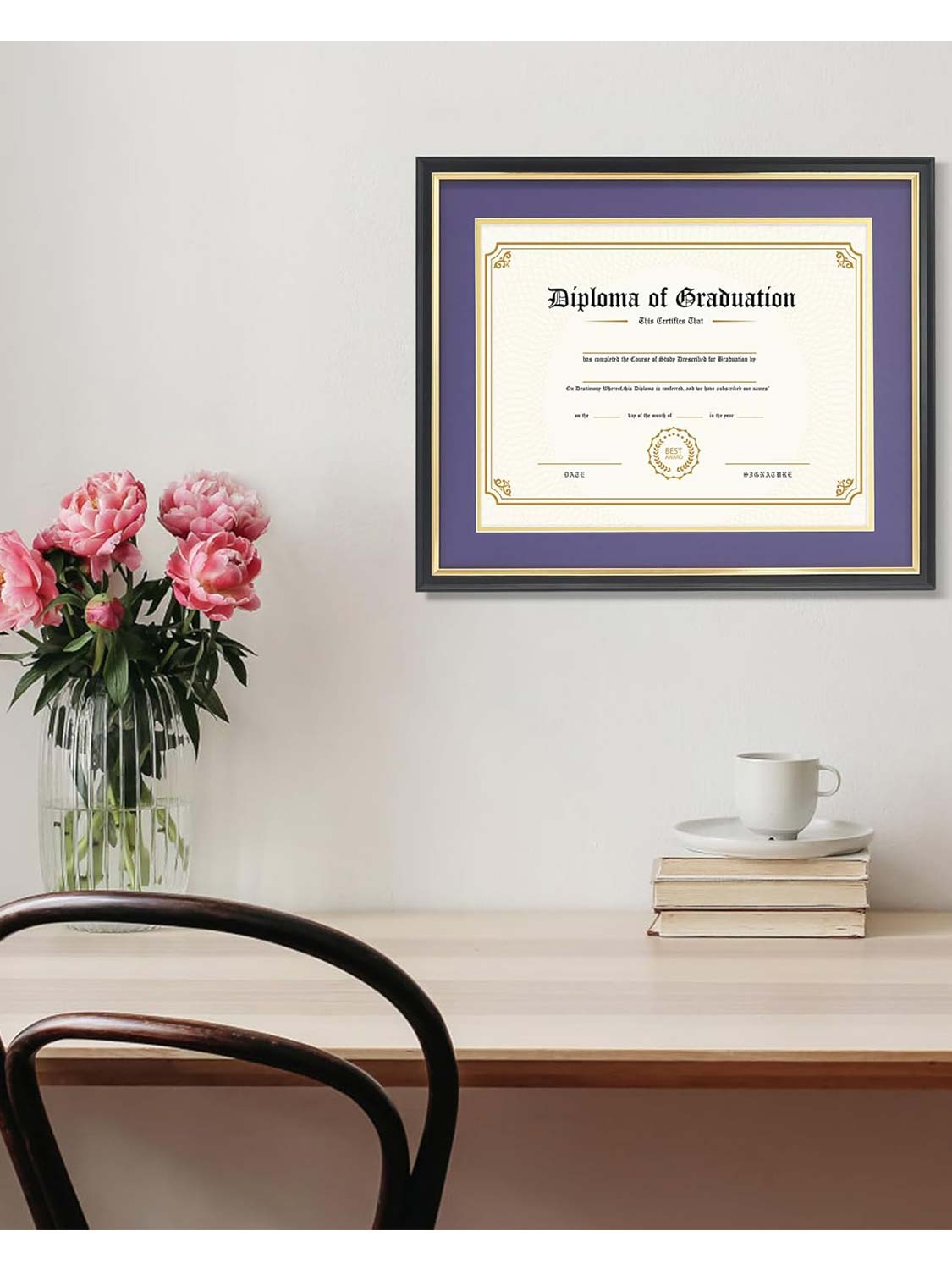 Black Regal Certificate Diploma Frames - Various Mat Colors Available
