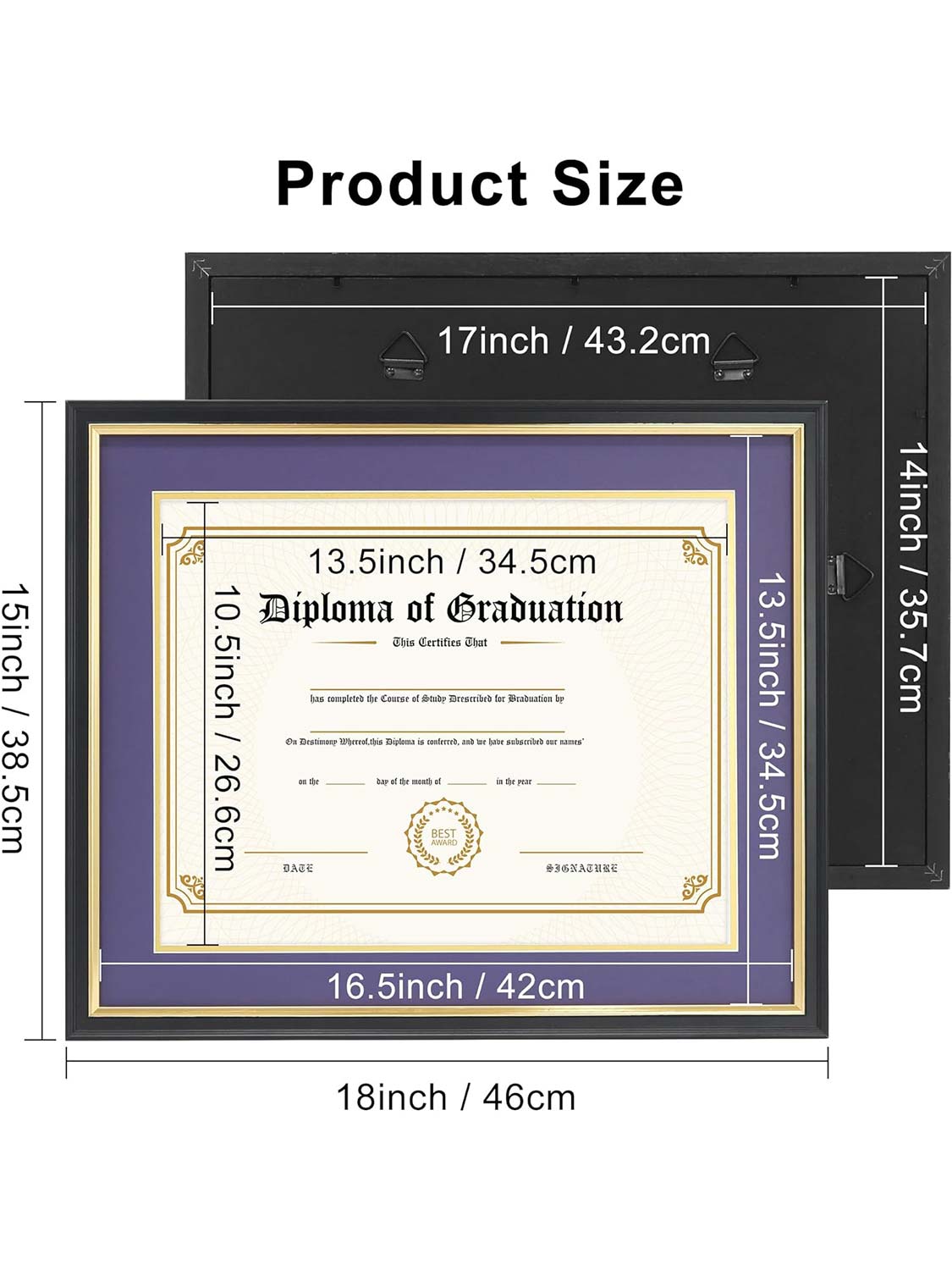 Black Regal Certificate Diploma Frames - Various Mat Colors Available