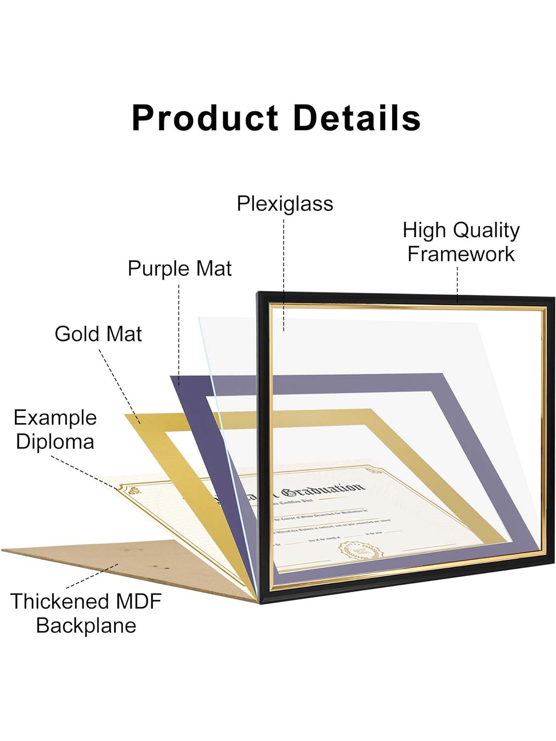 Black Regal Certificate Diploma Frames - Various Mat Colors Available