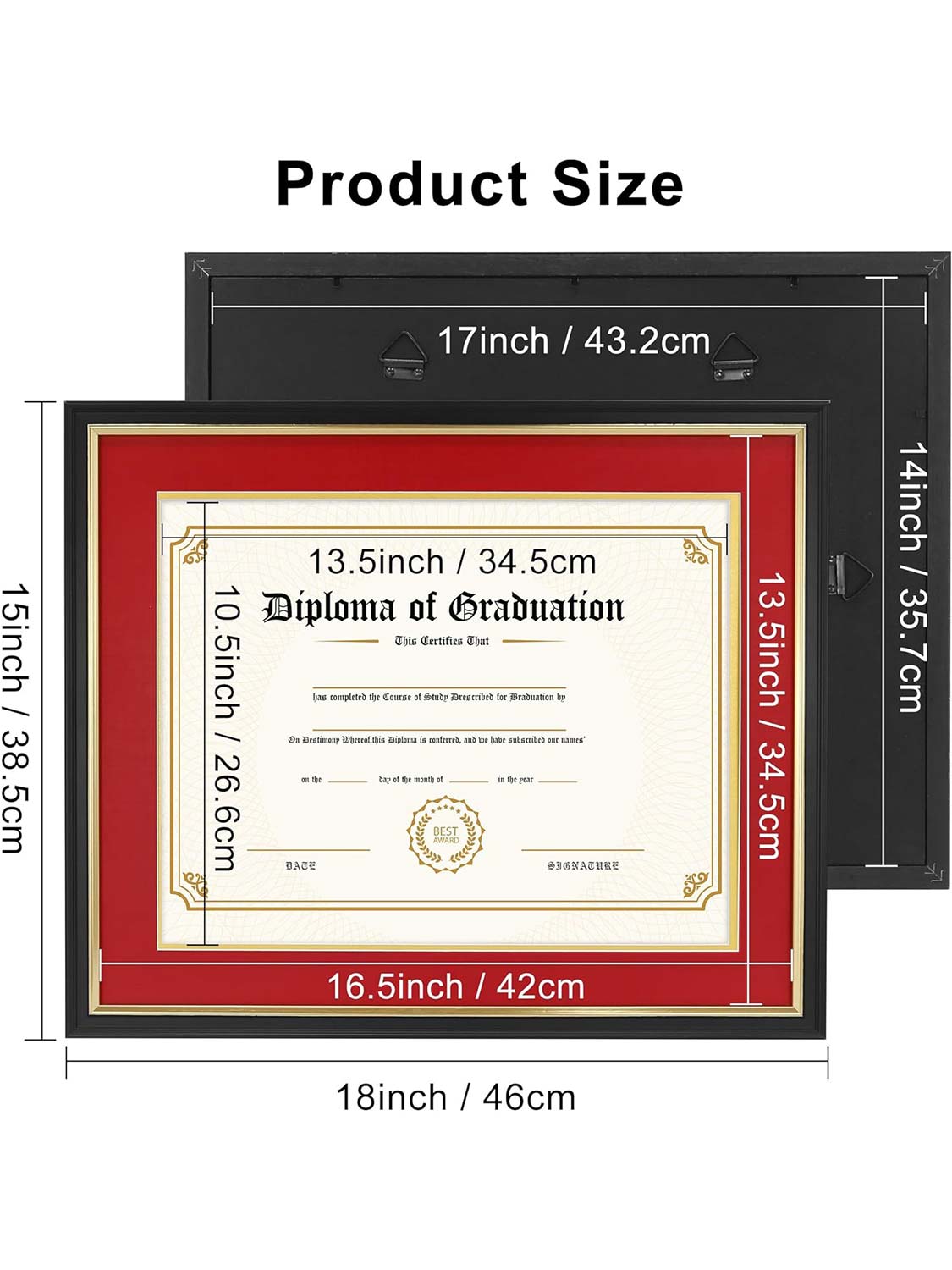 Black Regal Certificate Diploma Frames - Various Mat Colors Available
