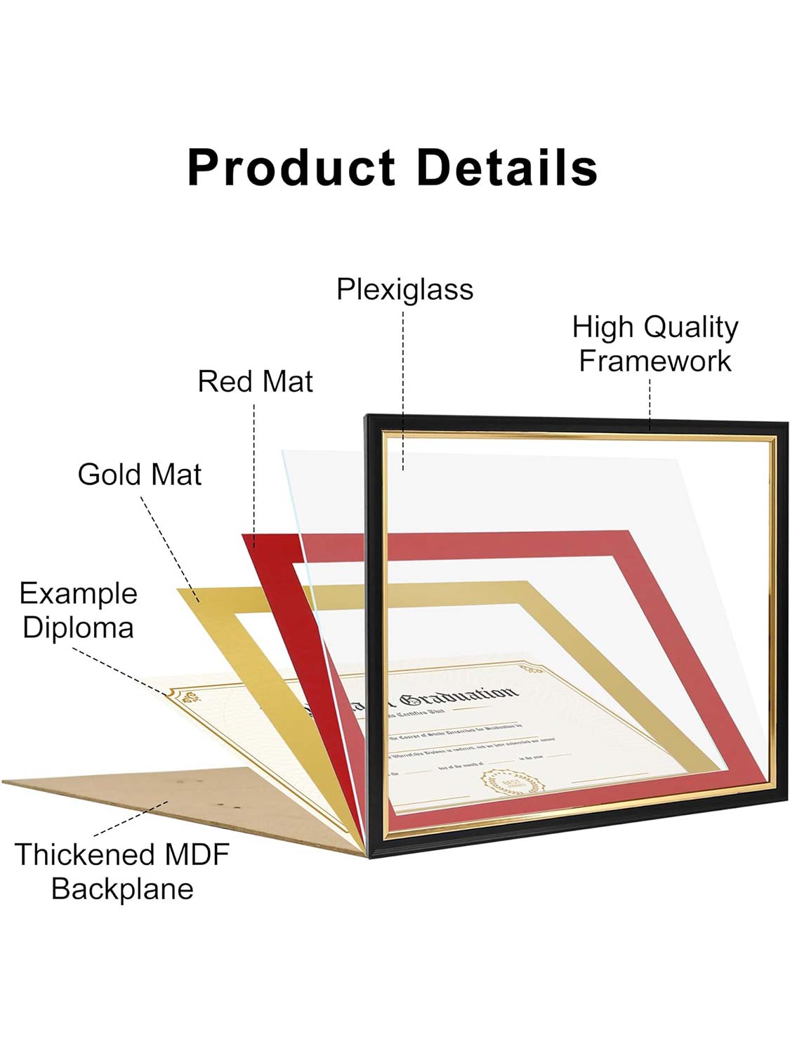 Black Regal Certificate Diploma Frames - Various Mat Colors Available