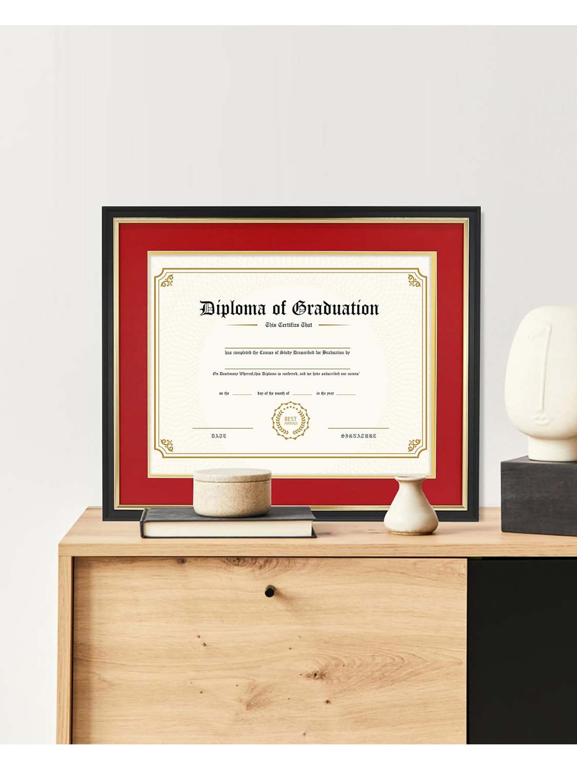 Black Regal Certificate Diploma Frames - Various Mat Colors Available
