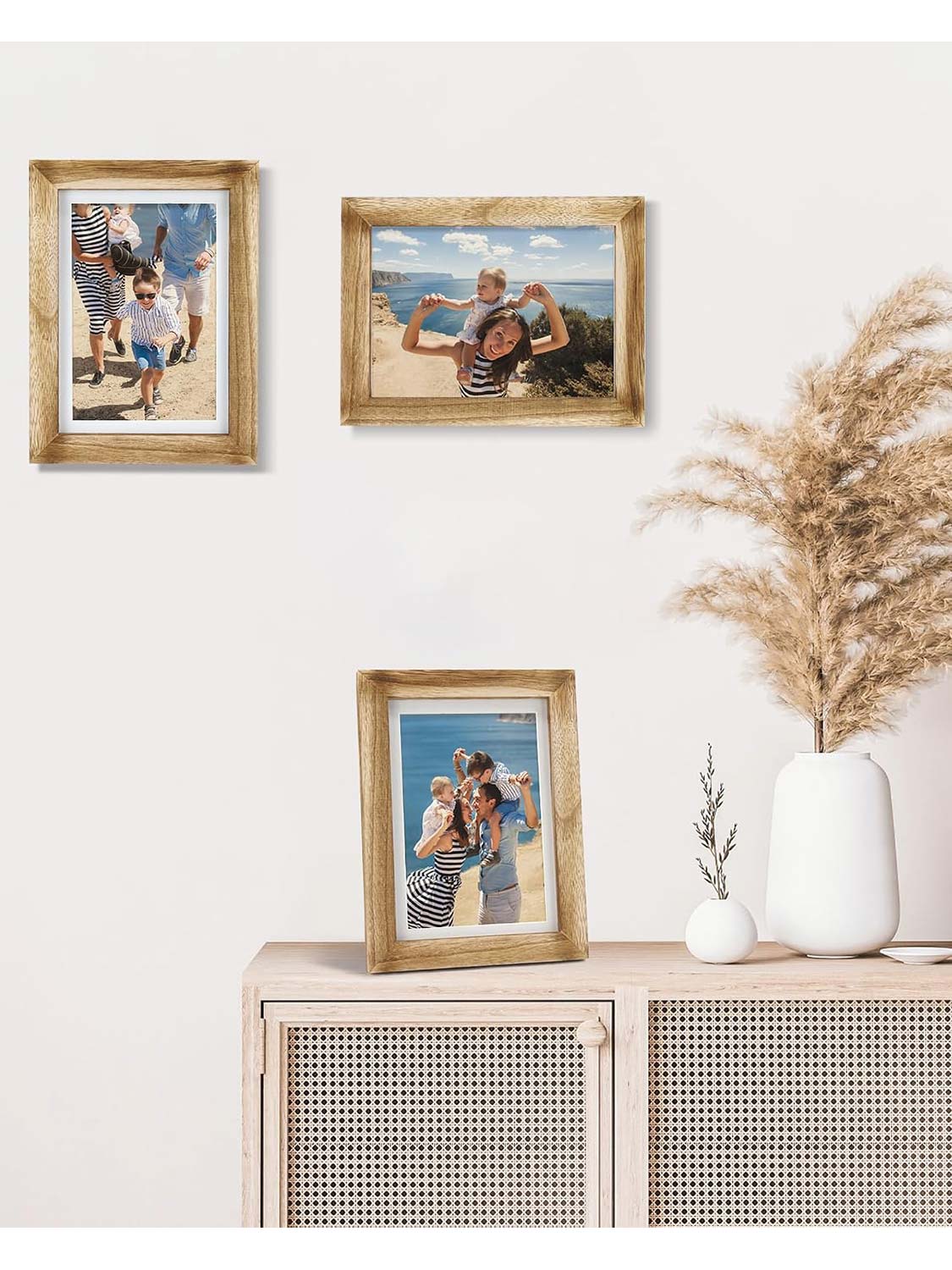 Rustic Wood Real Glass Photo Display with White Mat - 2 Sizes Available