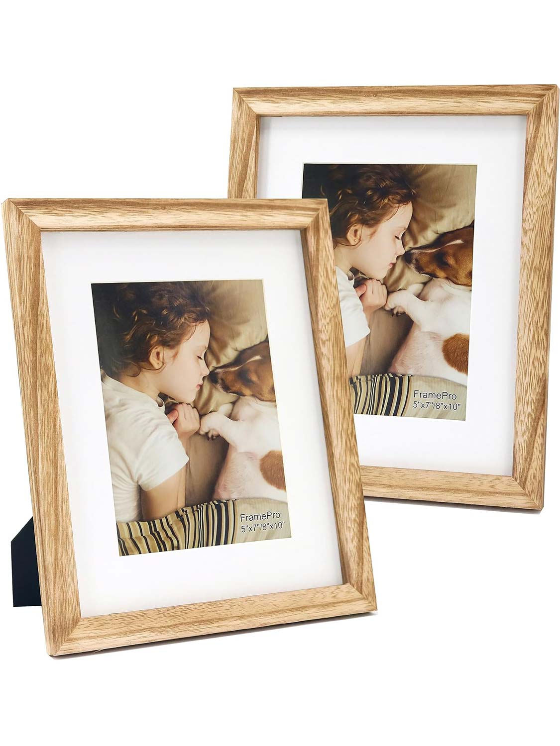 Rustic Wood Real Glass Photo Display with White Mat - 2 Sizes Available