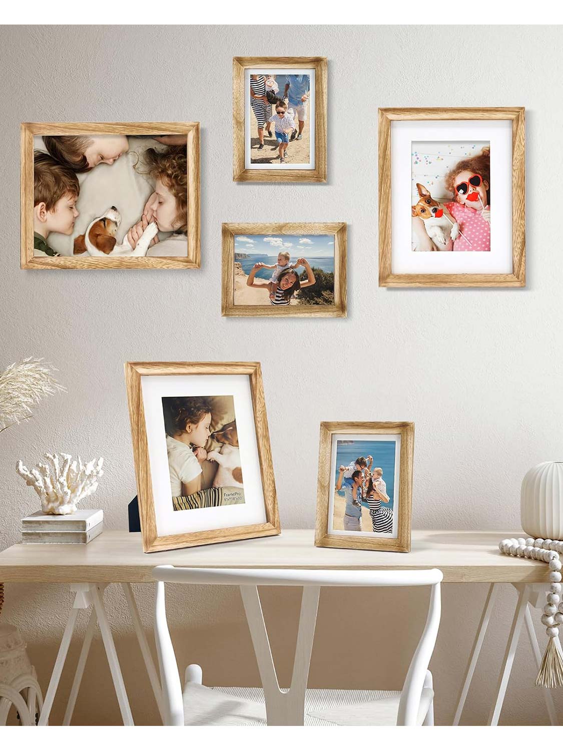 Rustic Wood Real Glass Photo Display with White Mat - 2 Sizes Available