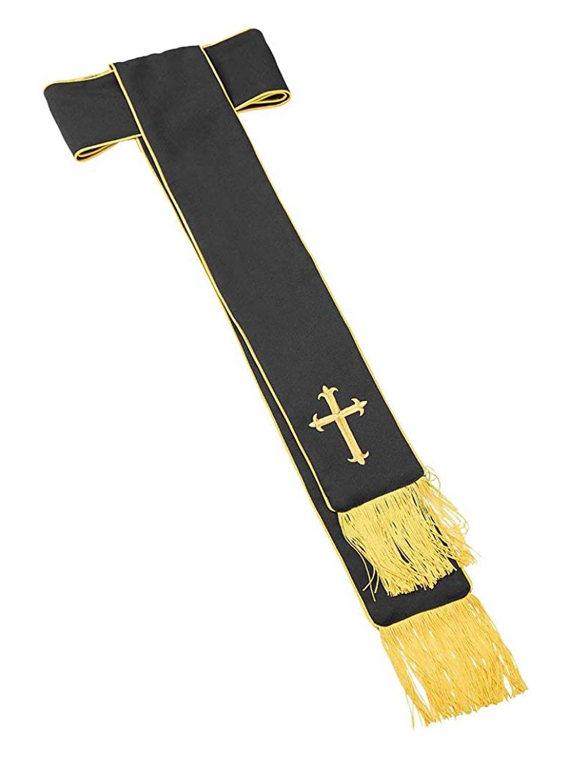 Clergy Band Cincture with Gold Cross Tassel