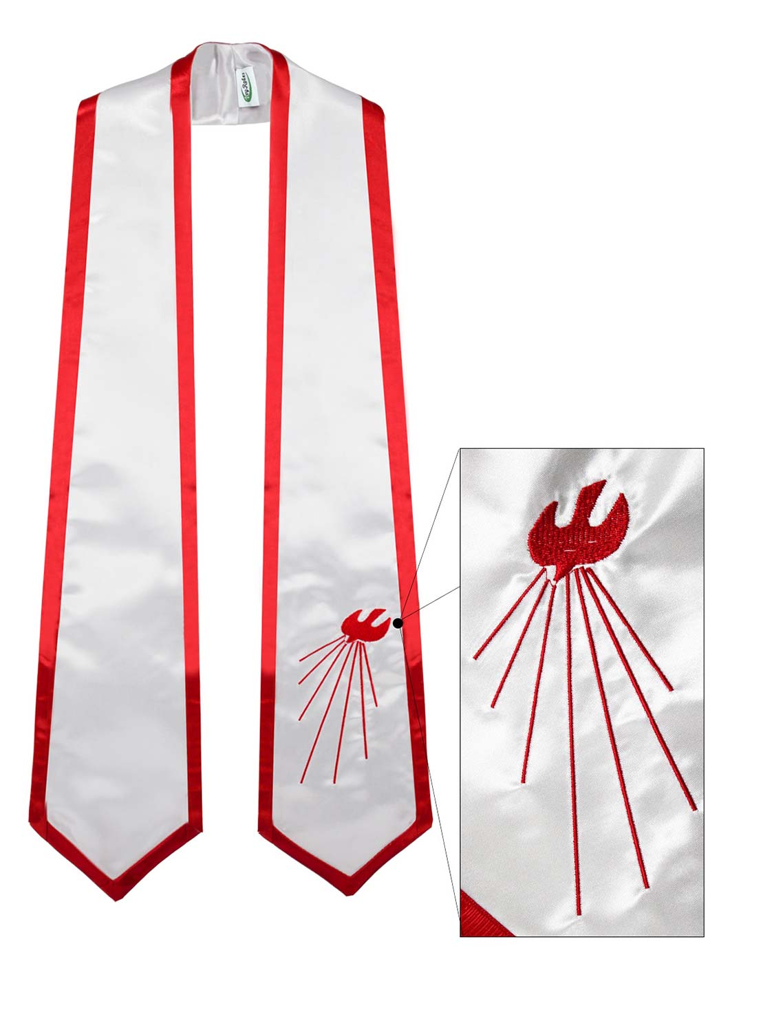 Traditionnal Confirmation Stole Embroidered with Red Dove