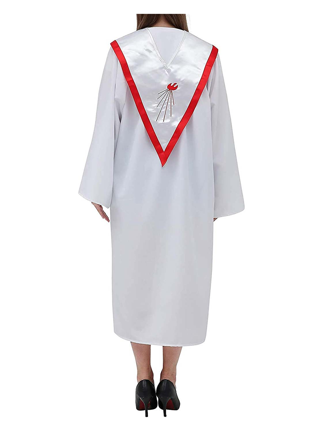 Confirmation V Shape Stole Embroidered with Red Dove