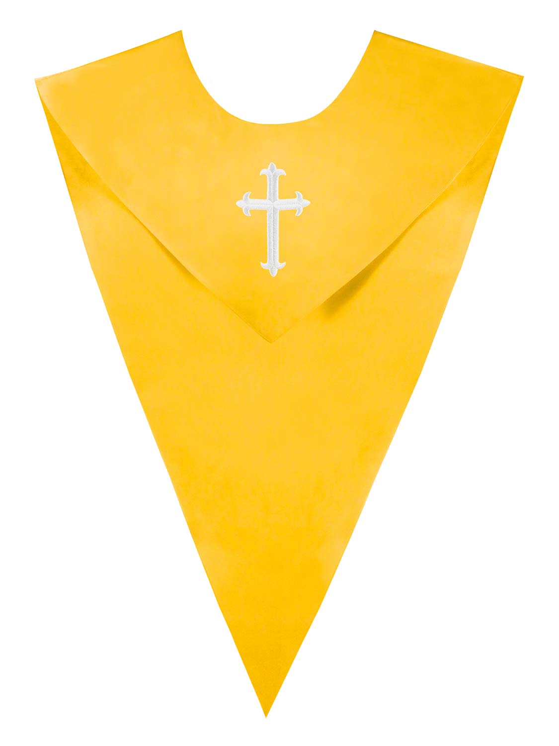 Unisex V Shape Satin Choir Stole Embroidered with Cross for Adults