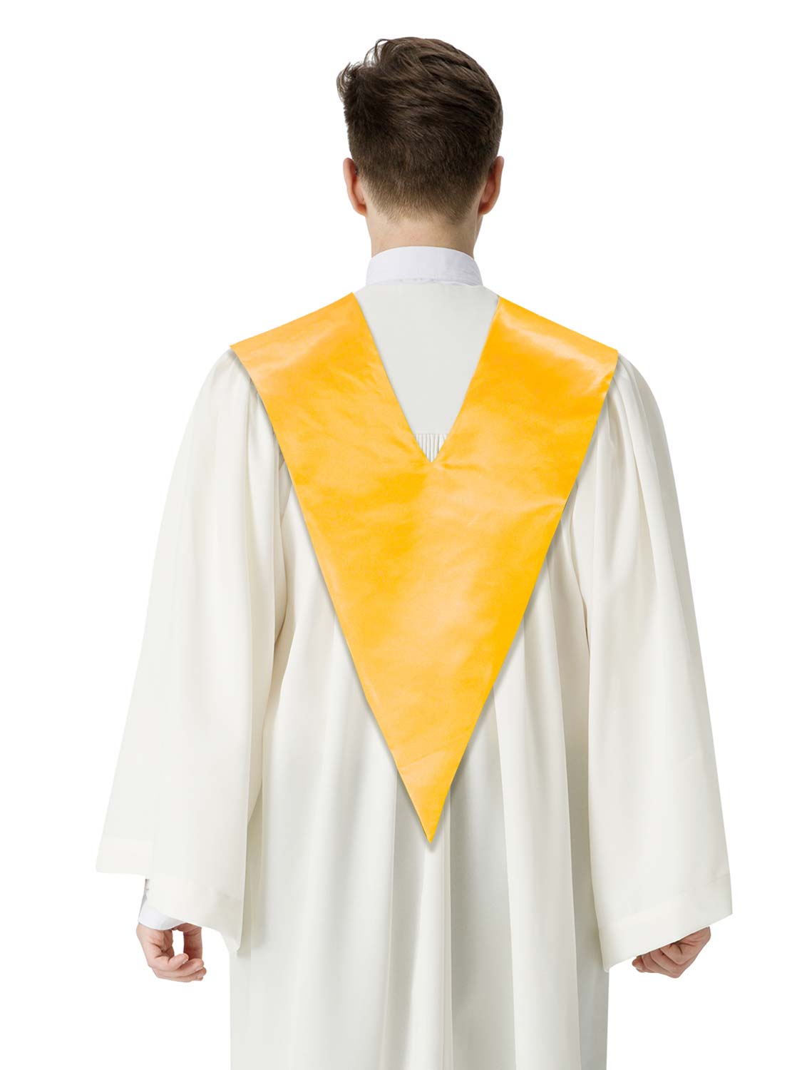 Unisex V Shape Satin Choir Stole Embroidered with Cross for Adults