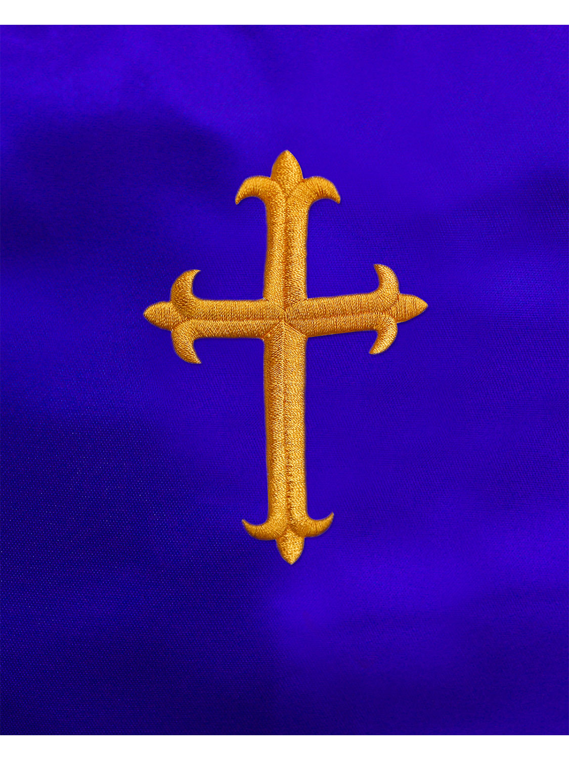 Unisex V Shape Satin Choir Stole Embroidered with Cross for Adults