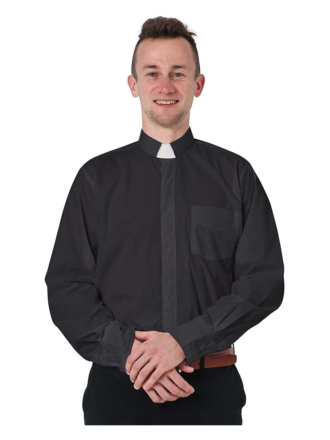 Men's Long Sleeve Tab Collar Clergy Shirt - Various Colors & Sizes Available