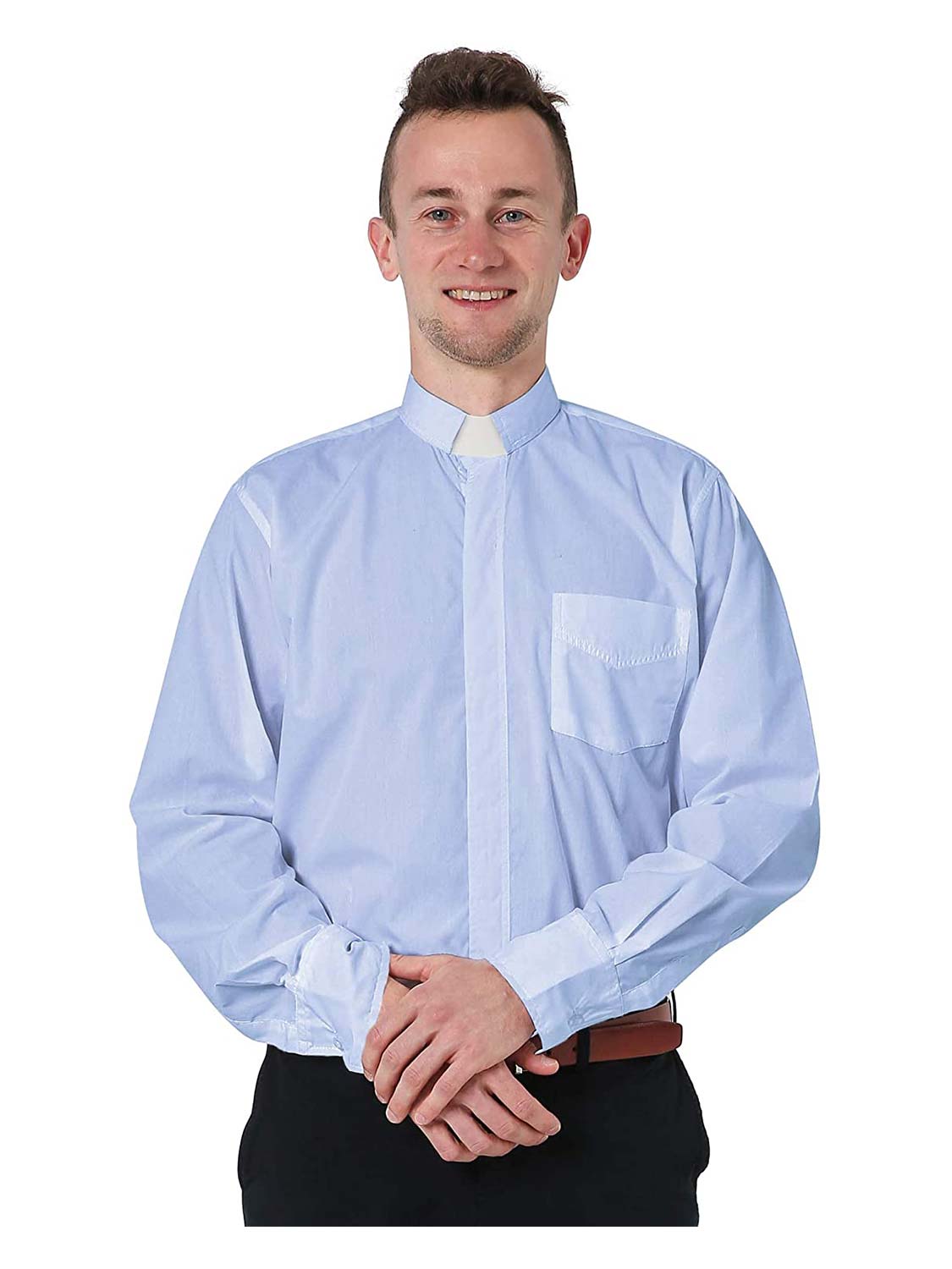 Men's Long Sleeve Tab Collar Clergy Shirt - Various Colors & Sizes Available