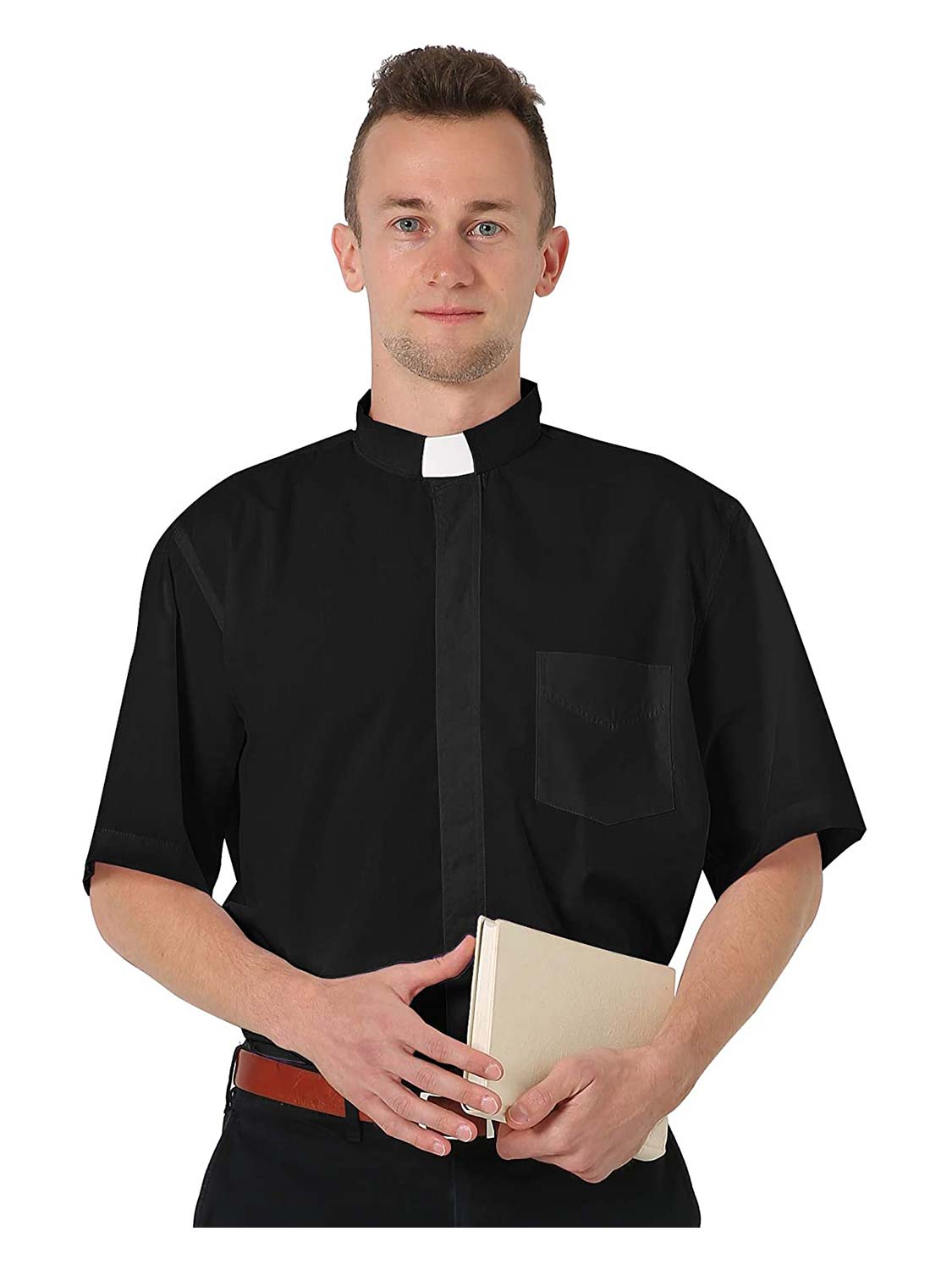 Men's Short Sleeve Tab Collar Clergy Shirt - Various Colors & Sizes Available