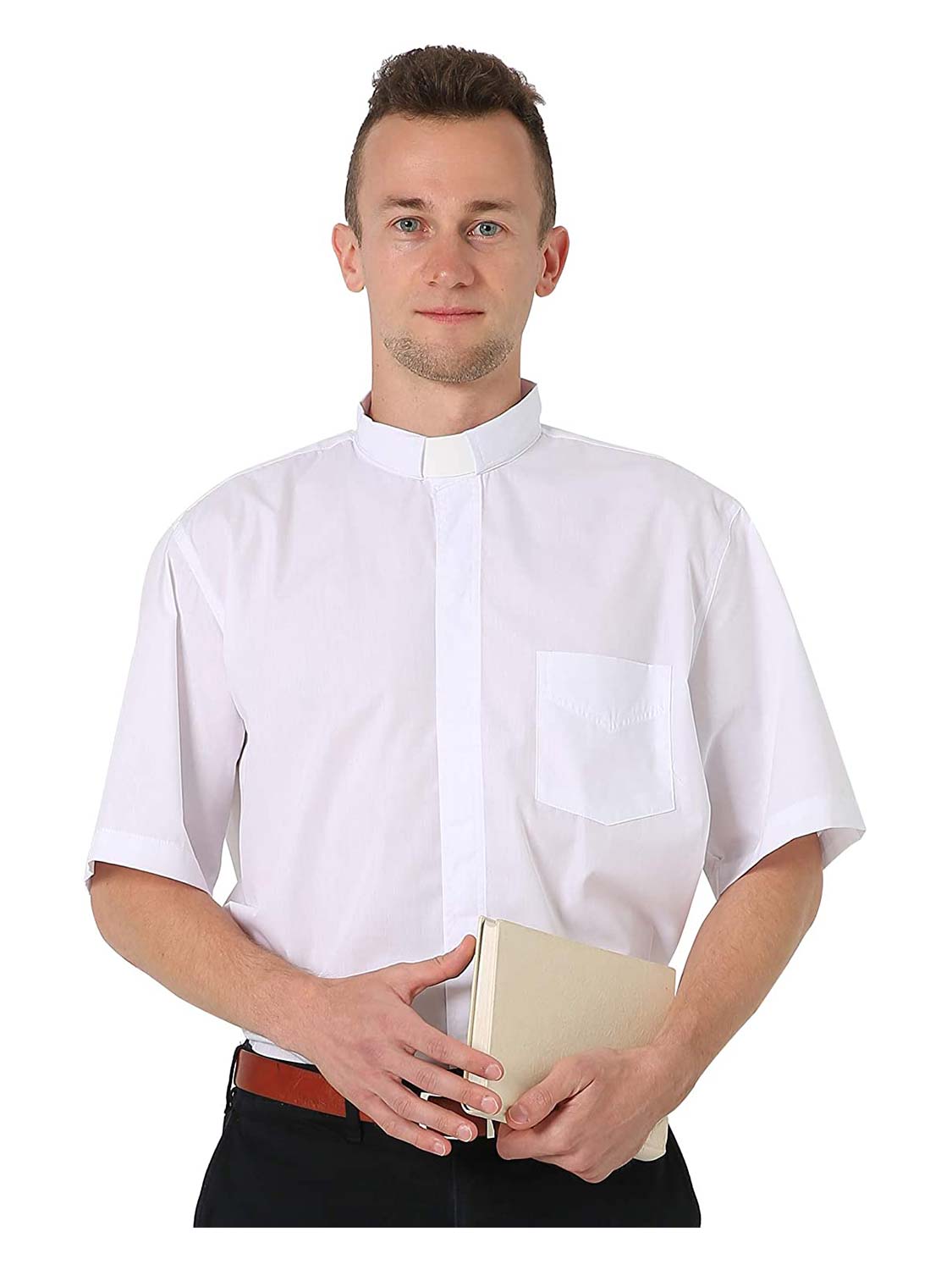 Men's Short Sleeve Tab Collar Clergy Shirt - Various Colors & Sizes Available