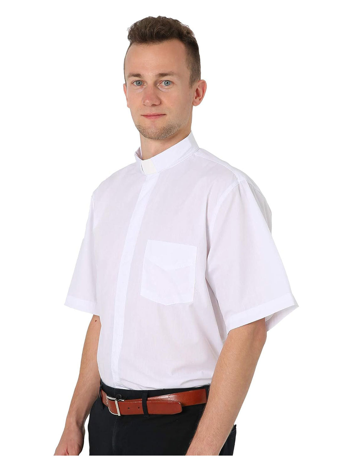 Men's Short Sleeve Tab Collar Clergy Shirt - Various Colors & Sizes Available