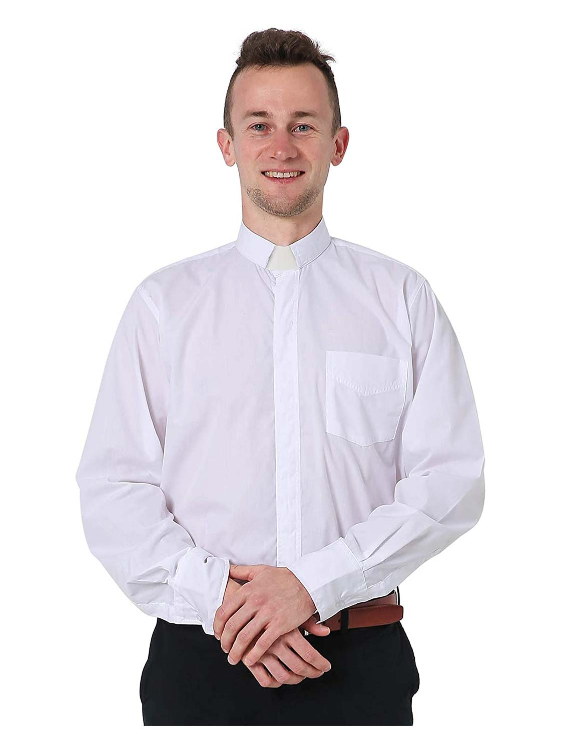 Men's Long Sleeve Tab Collar Clergy Shirt - Various Colors & Sizes Available