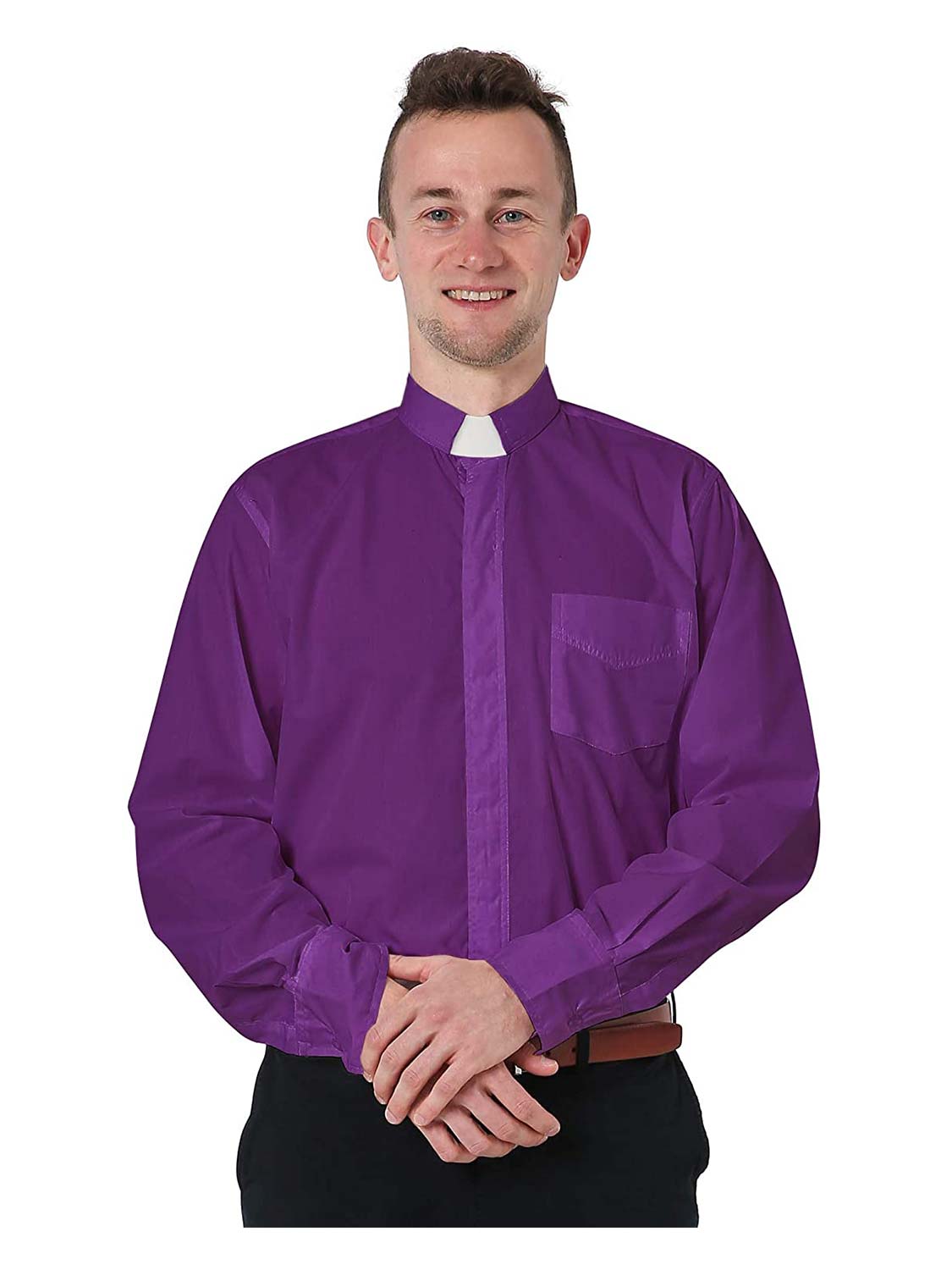 Men's Long Sleeve Tab Collar Clergy Shirt - Various Colors & Sizes Available