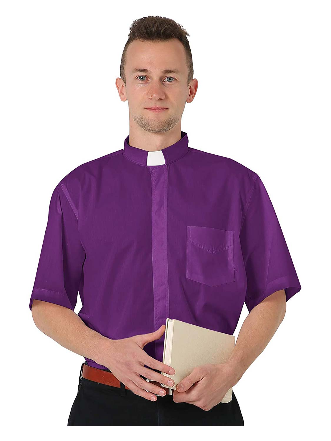 Men's Short Sleeve Tab Collar Clergy Shirt - Various Colors & Sizes Available