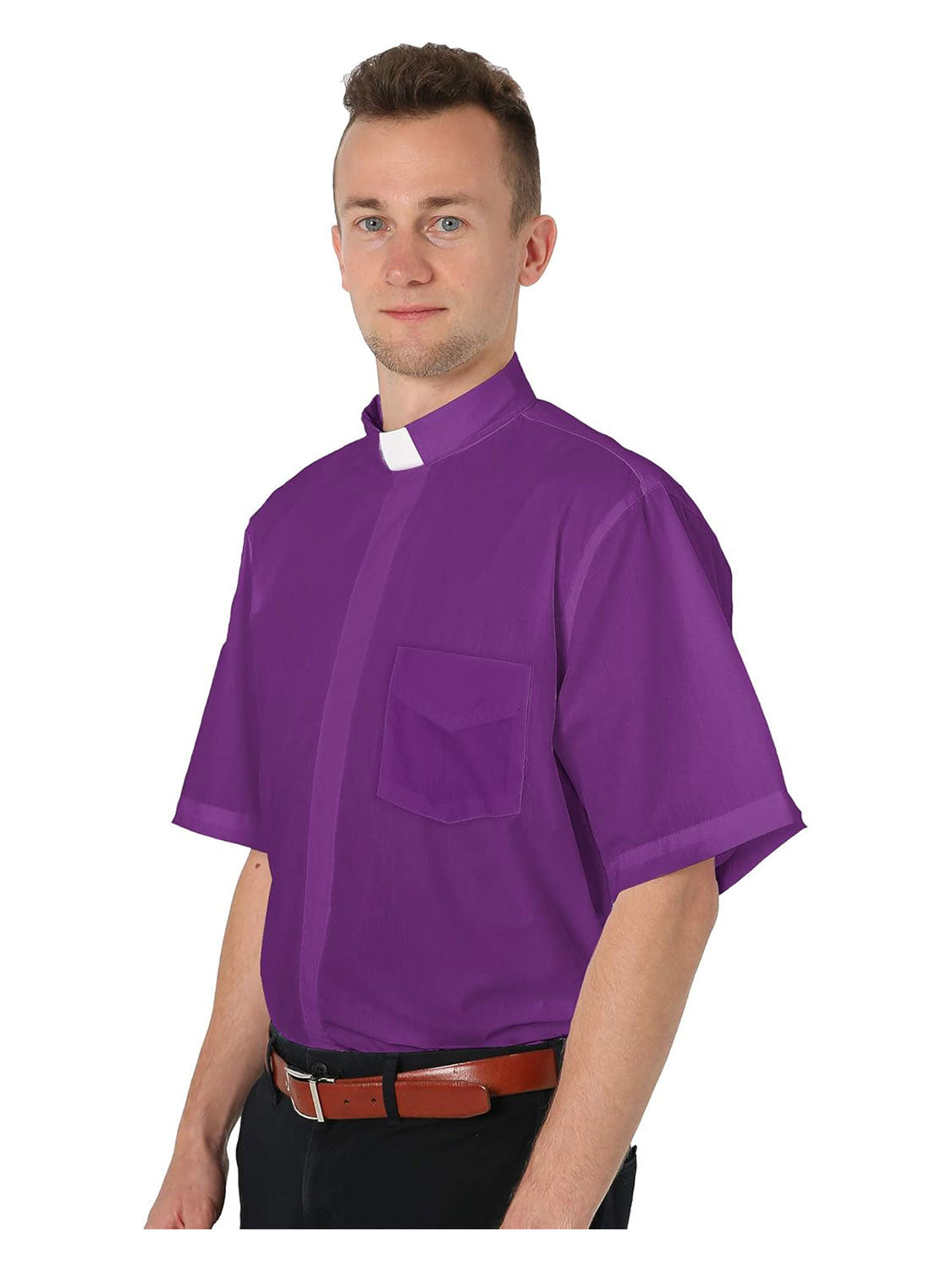 Men's Short Sleeve Tab Collar Clergy Shirt - Various Colors & Sizes Available