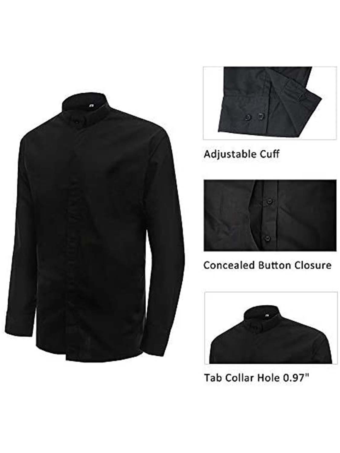 Women's Black Long Sleeve Tab Collar Clergy Shirt