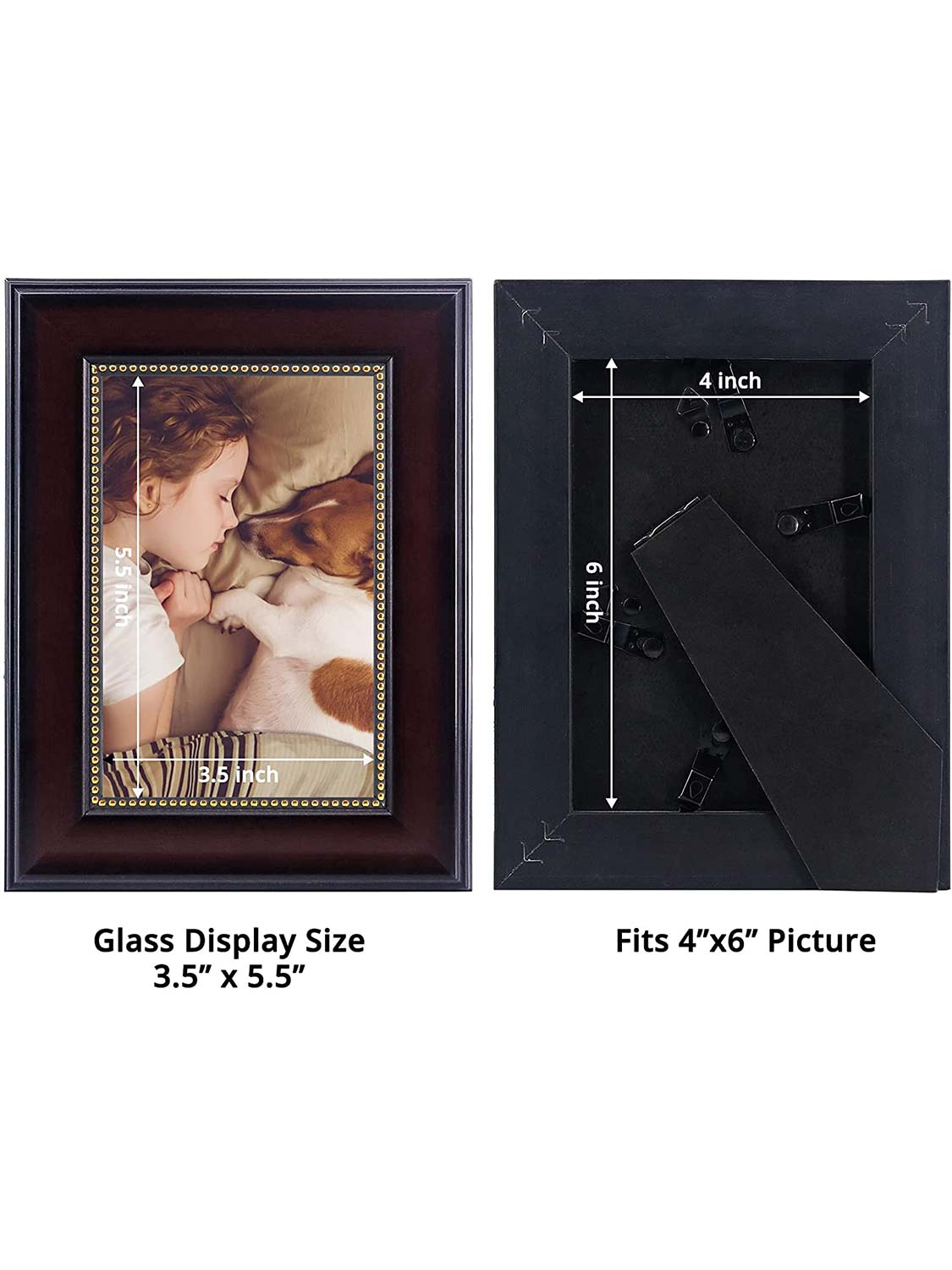 Wooden Gold Trim Picture Frame with High Definition Glass Set of 2 - Various Colors & Sizes Available