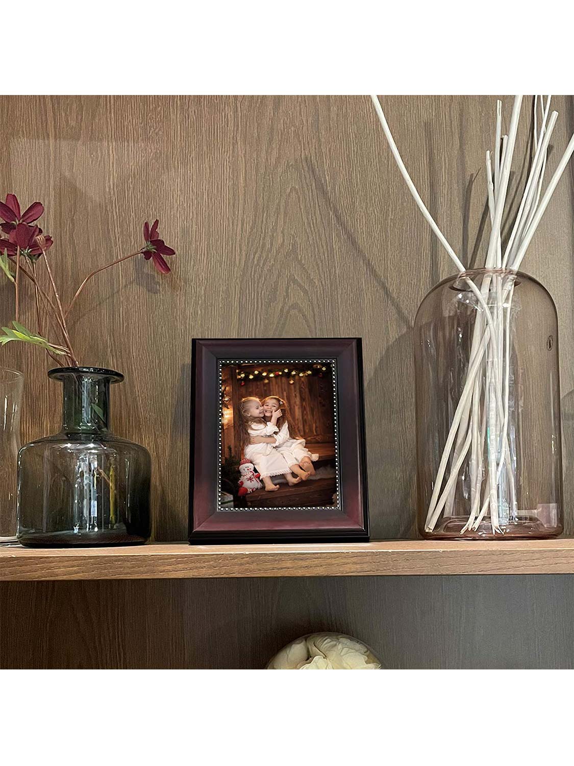 Wooden Gold Trim Picture Frame with High Definition Glass Set of 2 - Various Colors & Sizes Available