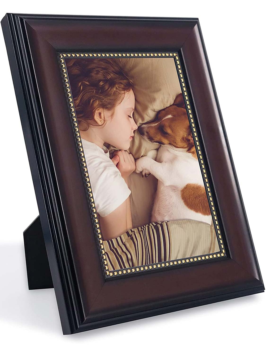 Wooden Gold Trim Picture Frame with High Definition Glass Set of 2 - Various Colors & Sizes Available