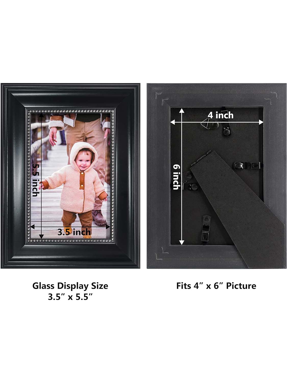 Gold Beaded Trim Picture Frame with High Definition Glass Set of 2 - Various Colors & Sizes Available