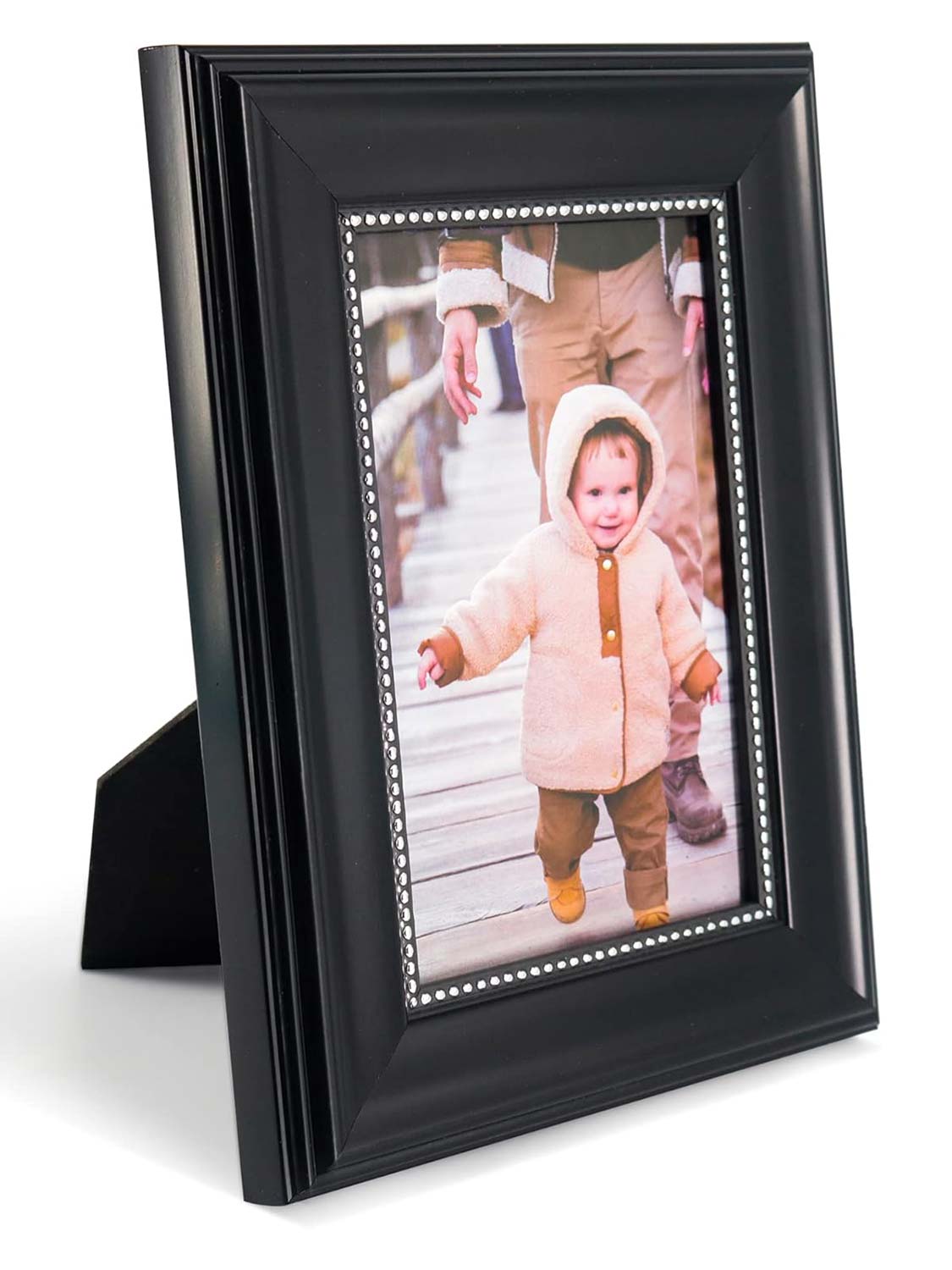 Gold Beaded Trim Picture Frame with High Definition Glass Set of 2 - Various Colors & Sizes Available