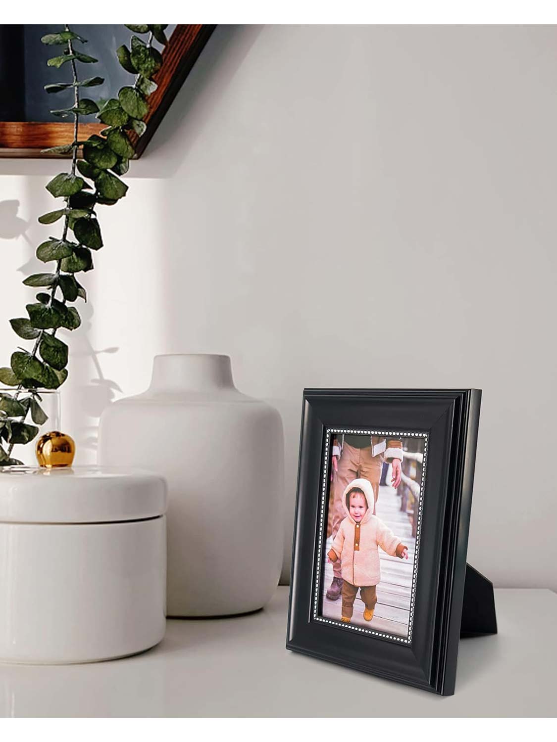 Gold Beaded Trim Picture Frame with High Definition Glass Set of 2 - Various Colors & Sizes Available