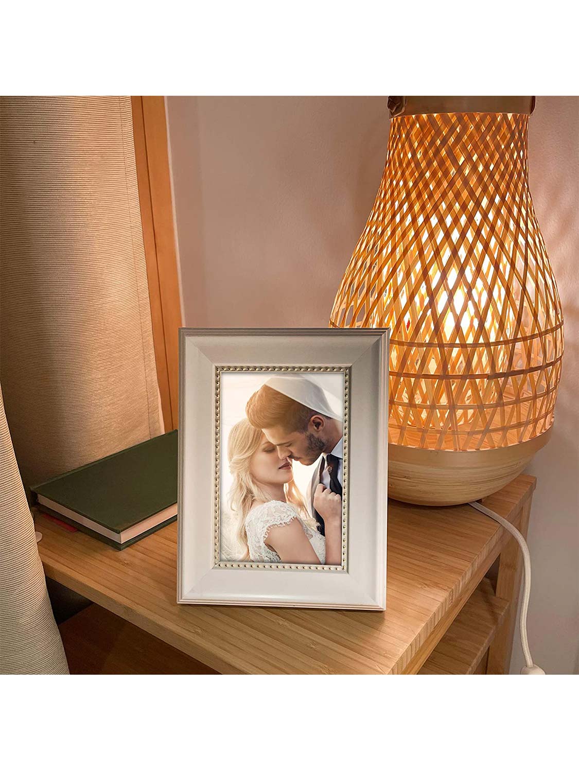 Wooden Gold Trim Picture Frame with High Definition Glass Set of 2 - Various Colors & Sizes Available