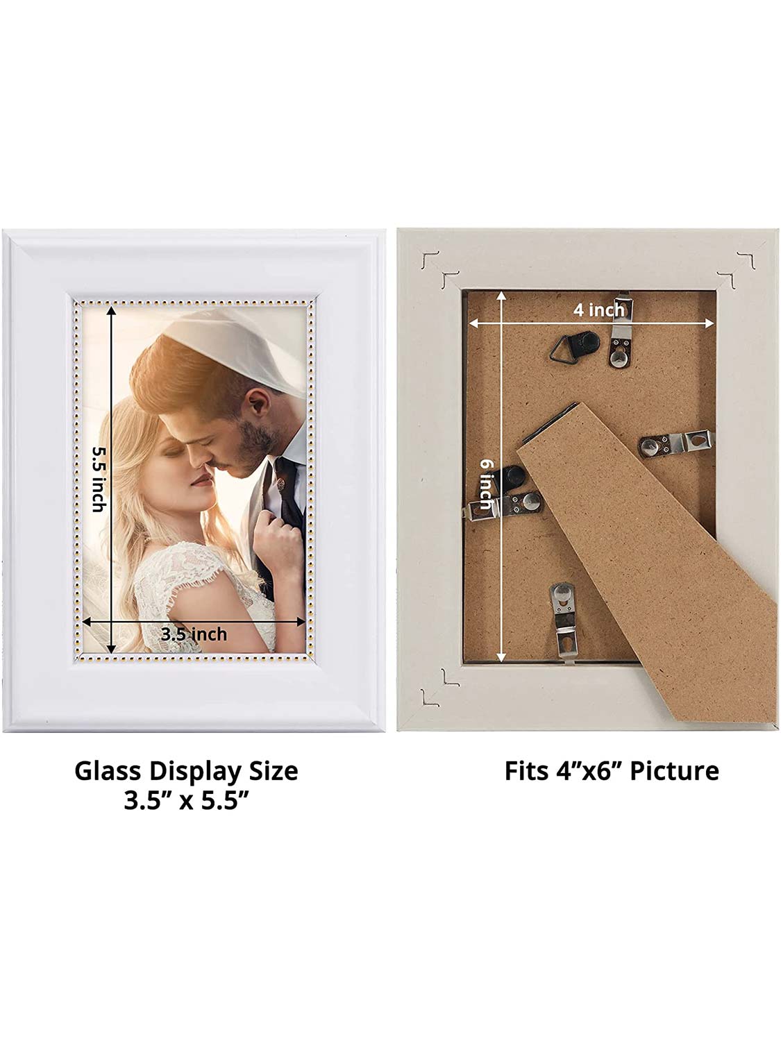 Wooden Gold Trim Picture Frame with High Definition Glass Set of 2 - Various Colors & Sizes Available