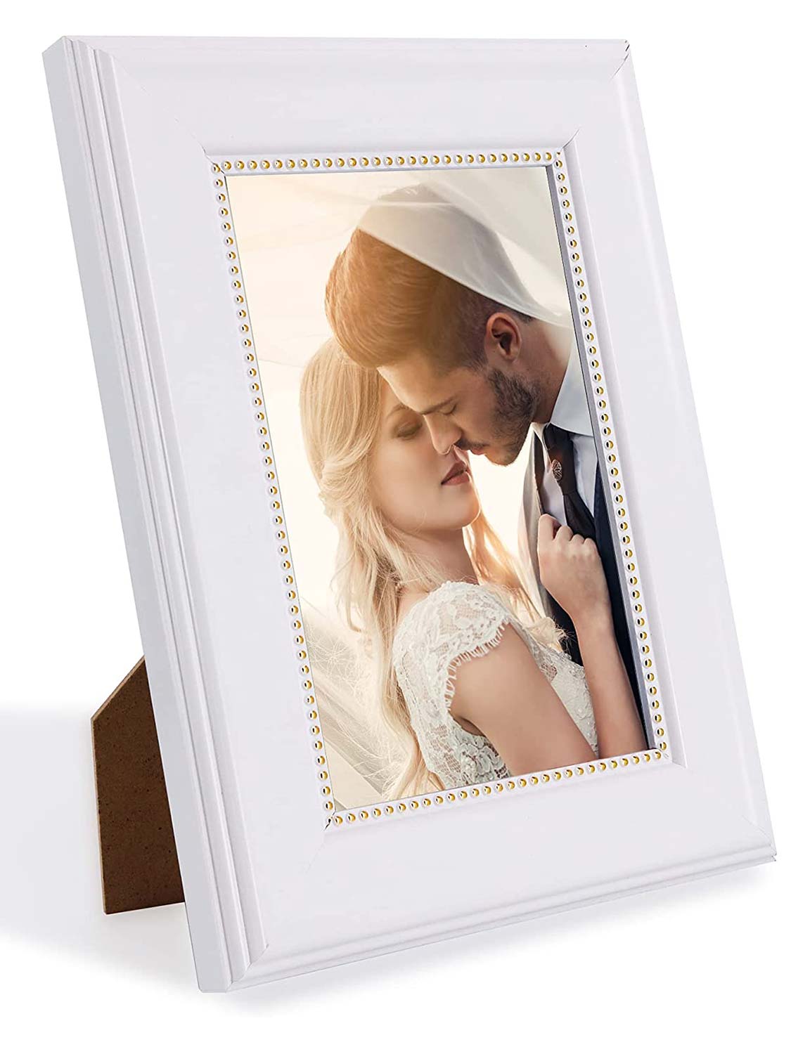 Wooden Gold Trim Picture Frame with High Definition Glass Set of 2 - Various Colors & Sizes Available