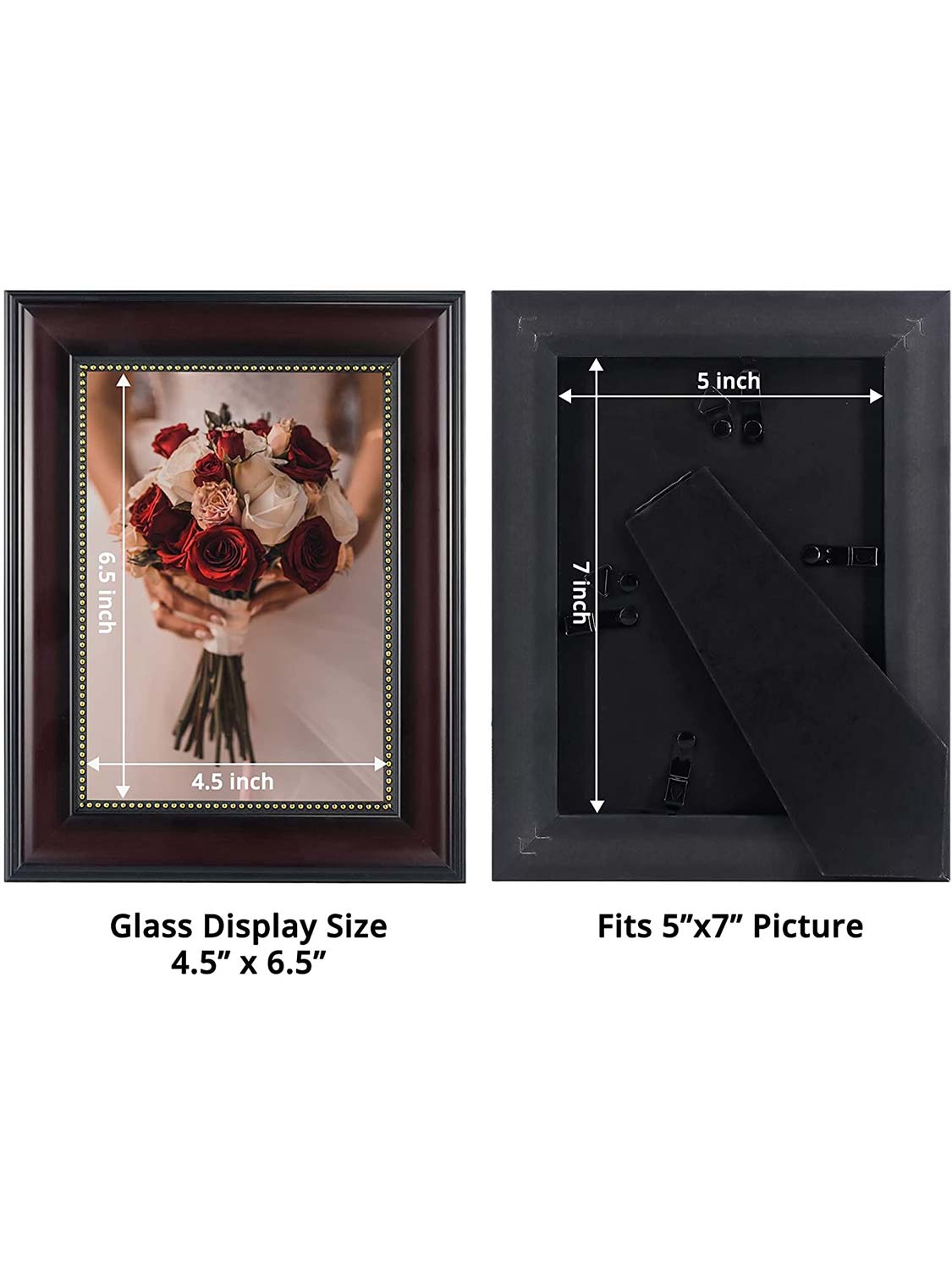 Wooden Gold Trim Picture Frame with High Definition Glass Set of 2 - Various Colors & Sizes Available