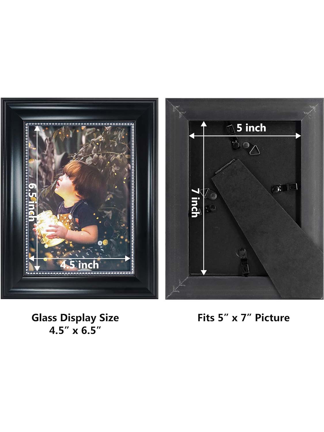 Gold Beaded Trim Picture Frame with High Definition Glass Set of 2 - Various Colors & Sizes Available