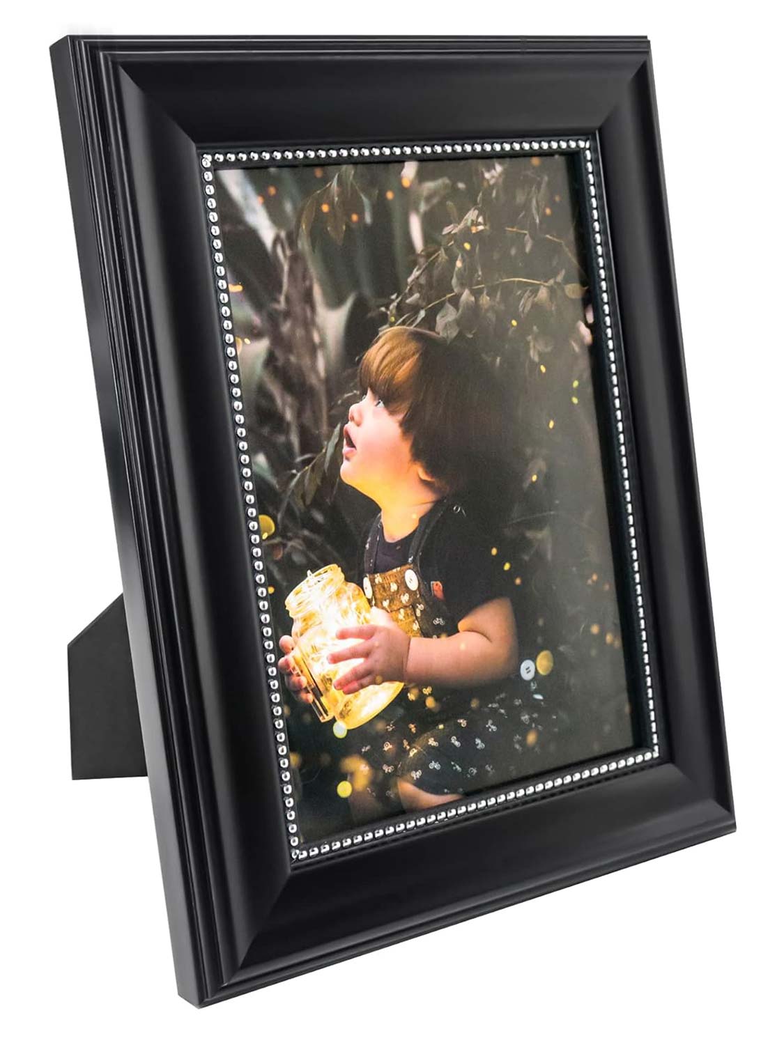 Gold Beaded Trim Picture Frame with High Definition Glass Set of 2 - Various Colors & Sizes Available