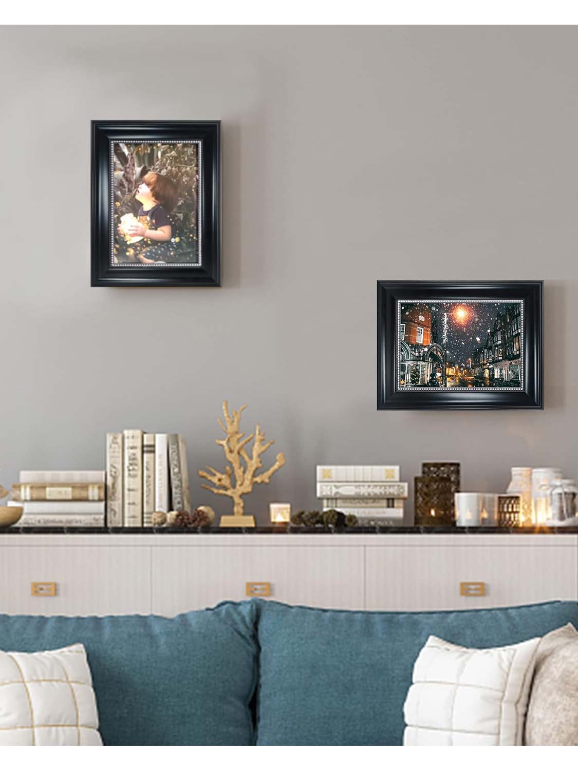 Gold Beaded Trim Picture Frame with High Definition Glass Set of 2 - Various Colors & Sizes Available