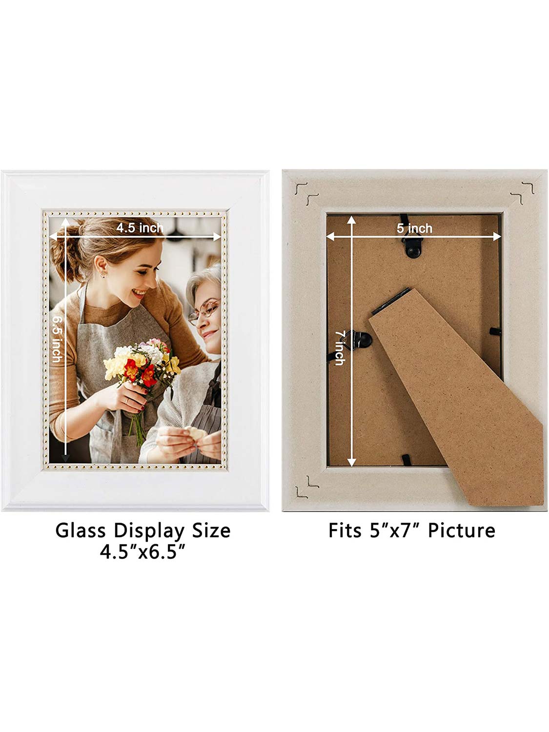 Wooden Gold Trim Picture Frame with High Definition Glass Set of 2 - Various Colors & Sizes Available